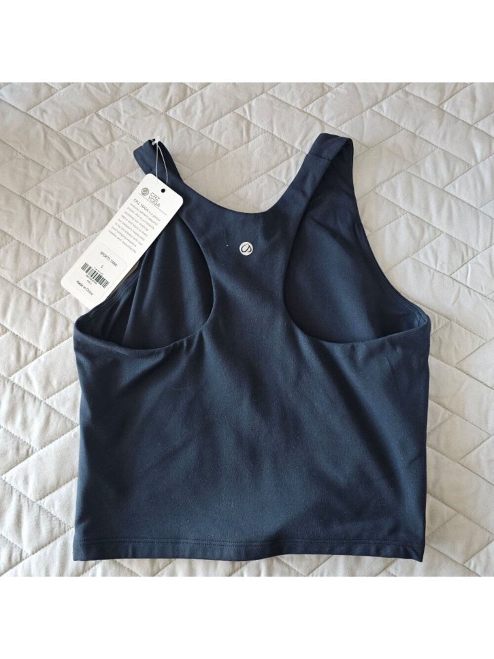 Large True Navy Butterluxe Double Lined Sport Scoop Neck Racerback Tank NWT - Picture 5 of 5